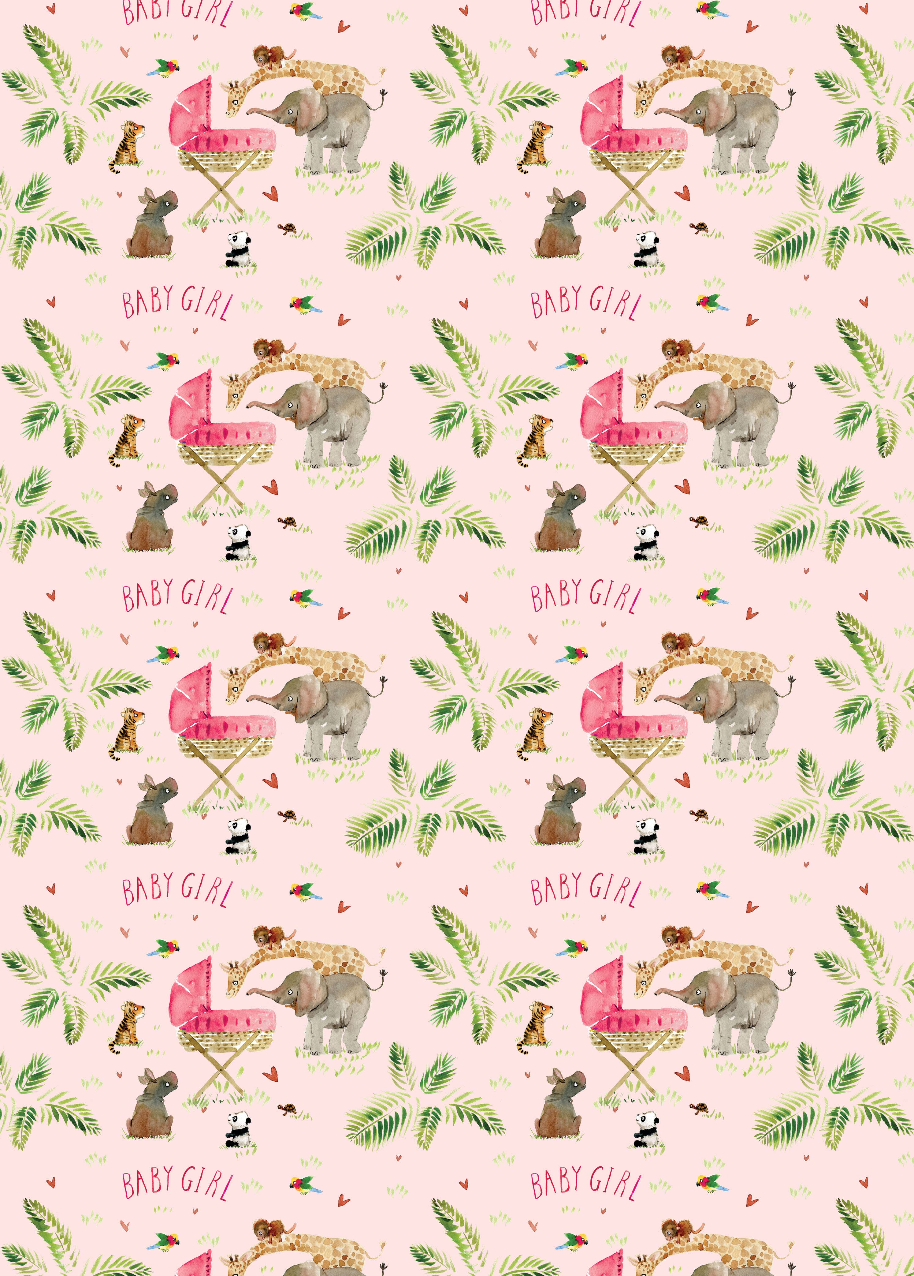 Twizler Ltd – wholesale Flat wrap – New Baby Girl Gift Wrap - Packed 2 Sheets 2 Tags3