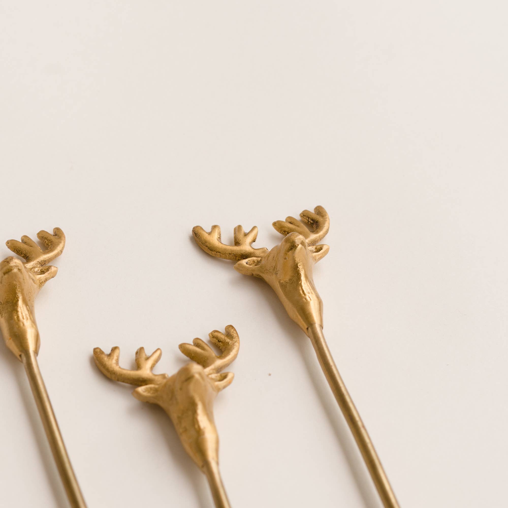 Fleck – wholesale Drink stirrer – Brass Deer Drink Stirrers, Set of 4, Large2