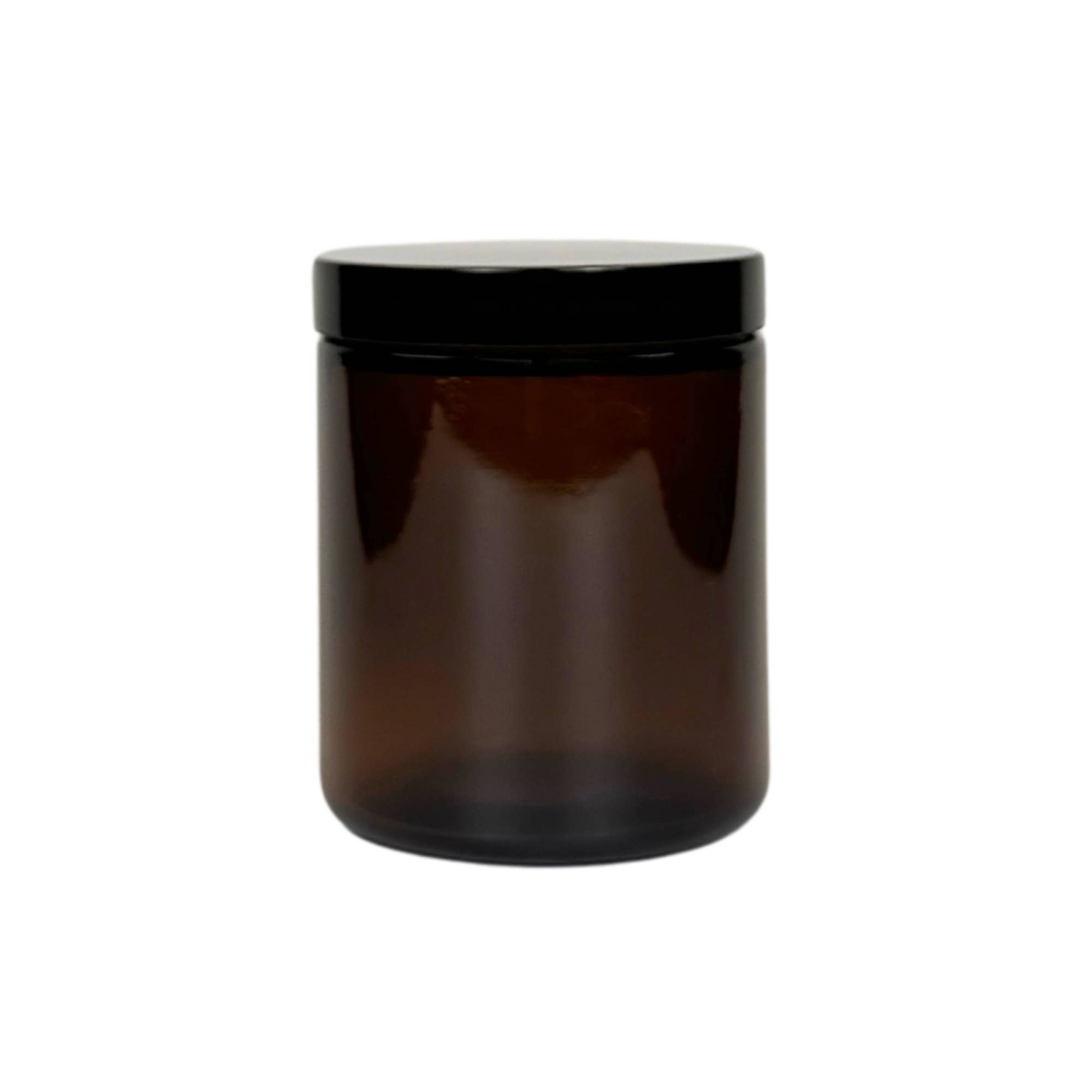 The Bottle Shoppe - Wholesale Jar - 8oz Amber Glass Straight Sided Jar with Black PP Lid