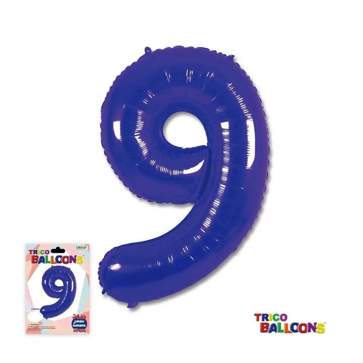 Trico - 34" Number '9' Mylar Balloon - Purple for wholesale by Party Expo, LLC