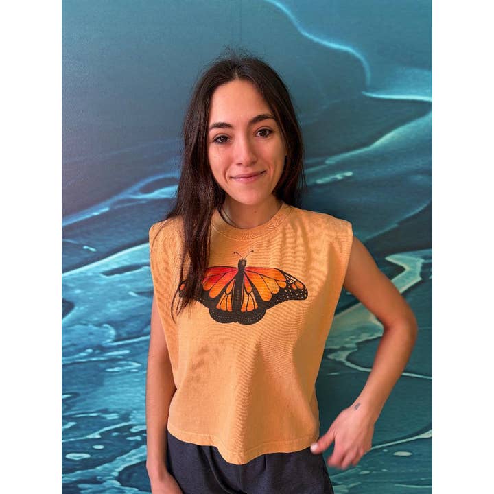 Camiseta Sem Mangas Golden Monarch por atacado de Blue Mermaid Art