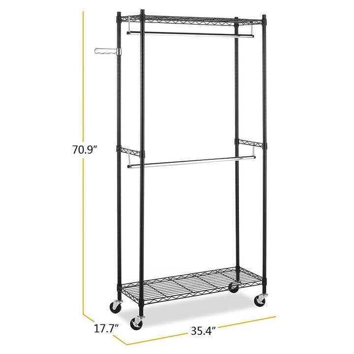 black Closet Organizer Garment Rack Clothes Hanger Home Shelf Heavy Duty Furniture Garment Racks RT for wholesale on Faire5