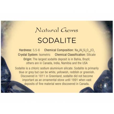 Sodalite Education Card for wholesale by Crystal Magick Wholesale Ltd