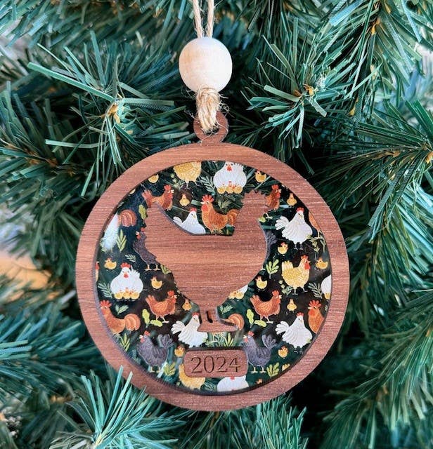 SHY Designs, LLC - Wholesale Ornament - Chicken Christmas Ornament - Farm Theme Tree Ornament1
