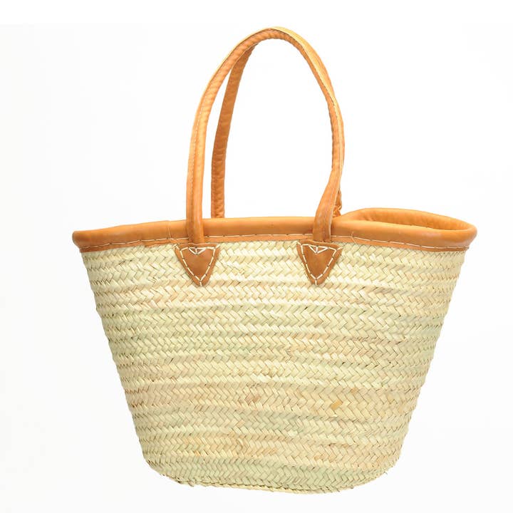 SAC DE MARCHÉ AVEC BANDOULIÈRE ARRONDIE EN CUIR pour la vente par Bacon Basketware