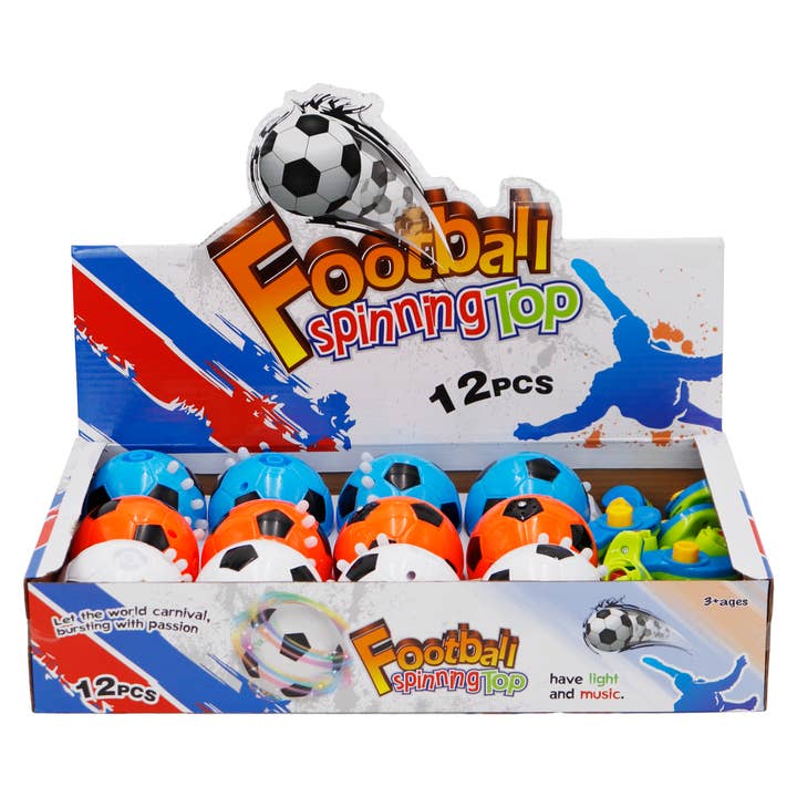 Cap Zone - Wholesale Classic Toy - Kids - Soccer Football LED Music Playing Spinning Top