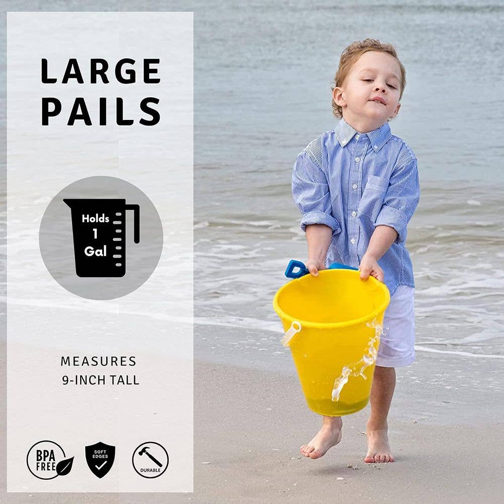 4E's Novelty - Wholesale Beach/Pool Toy - Kids & Baby - 9" Large Sand Bucket with Shovel [12 Pack Bulk] Beach Buckets - Beach Toys for Kids & Toddlers, Party Favors by 4E's Novelty5