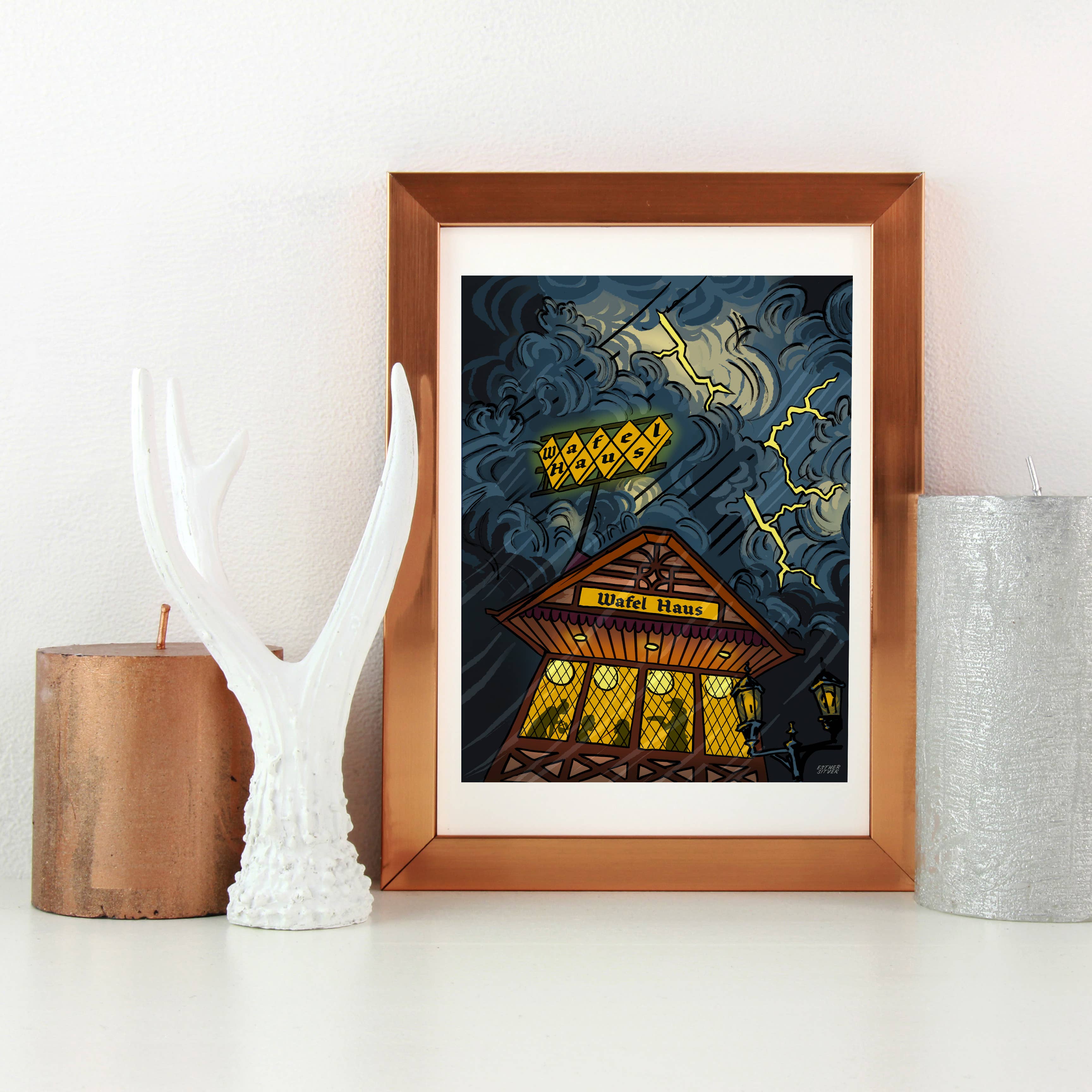 Esther Sketch - Wholesale Art Print - Wafel Haus 8x10 Print Gothic Waffle House 11