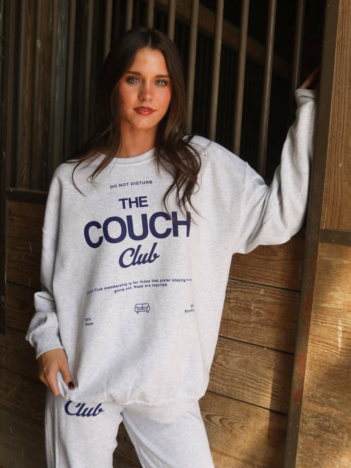 CHARLIE SOUTHERN - Wholesale Graphic Sweatshirt - Women's - COUCH CLUB SWEATSHIRT - ASH1