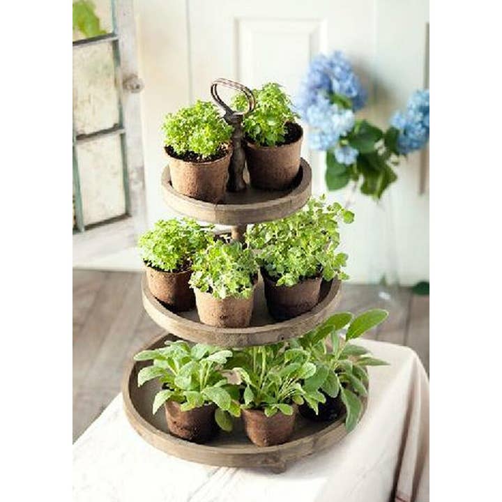Vagabond Vintage - Wholesale Decorative Tray - Rustic Recycled Pine 3-Tier Round Display