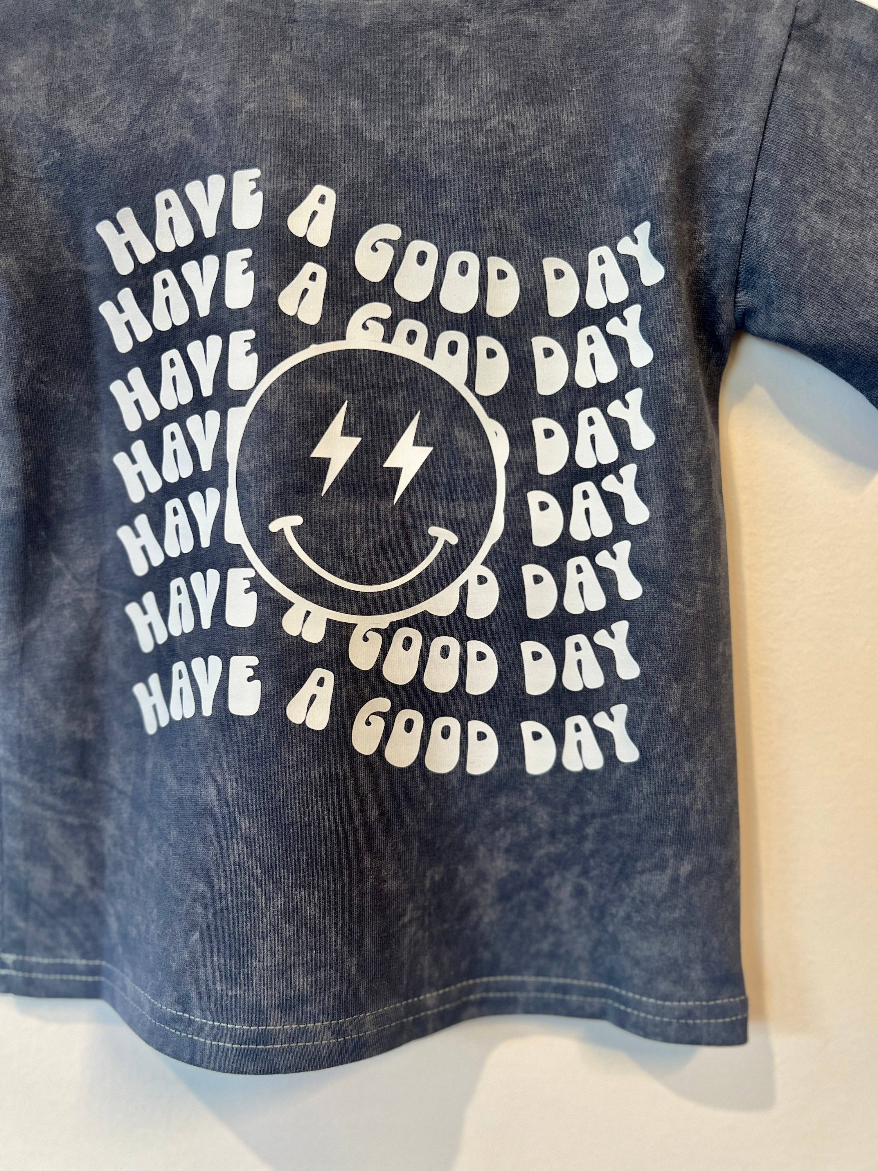 Huds + Hanes - Wholesale Screen-printed t-shirt – Kids - Have a Good Day 😊 Acid Wash Tee5