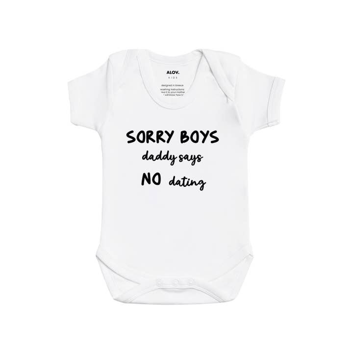 sorry boys daddy says no dating onesie white shortsleeve for wholesale by ALOV