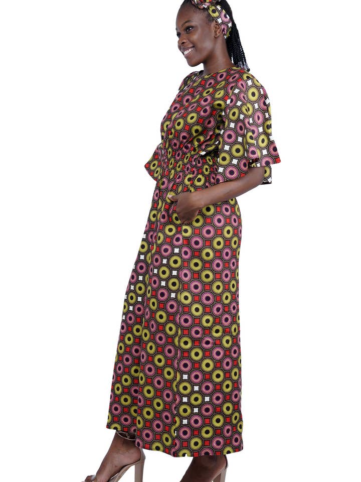 Satsuma Wholesale - Wholesale Jurk - Dames - Afrikaanse Ankara Vrouwen Casual Lange Maxi Jurk Met Trompetmouwen1