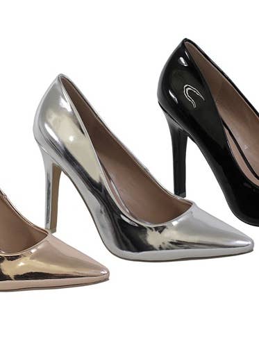 Yoki Fashion - Wholesale High Heels - Women's - Women's Metallic PU High Heel1