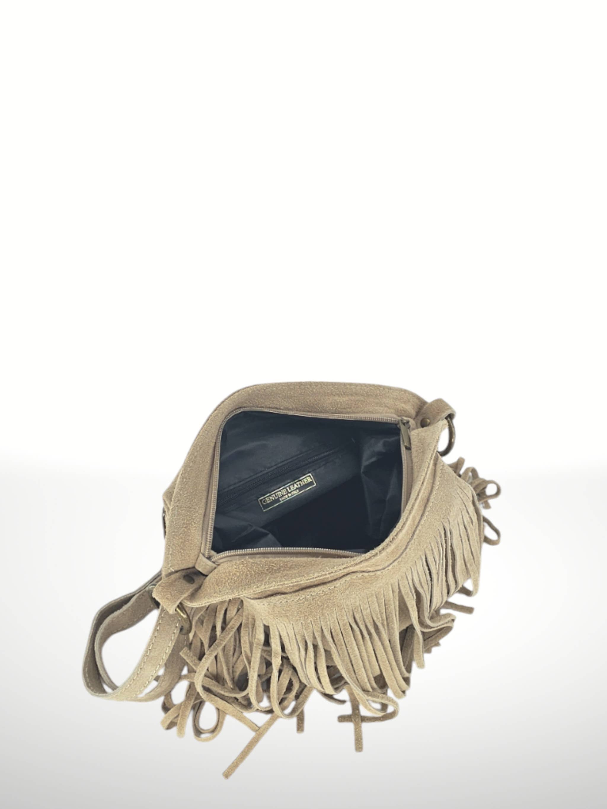 ITALIAN'S LEATHER - Wholesale Crossbodytas - Dames - Suède leren tas Cascade met franjes24