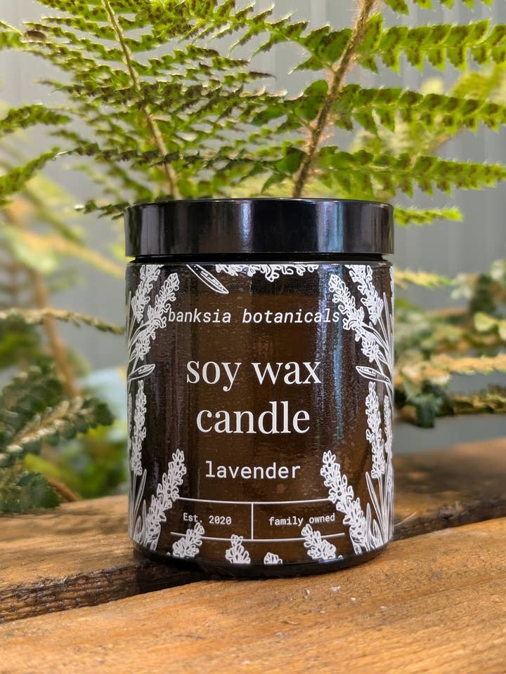 Lavender Scented Candle - 100% Vegan Soy Wax for wholesale by Banksia Botanicals