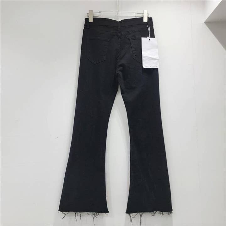 Black PT020Y Hand made-Beaded High Waist Flare Jeans for wholesale on Faire