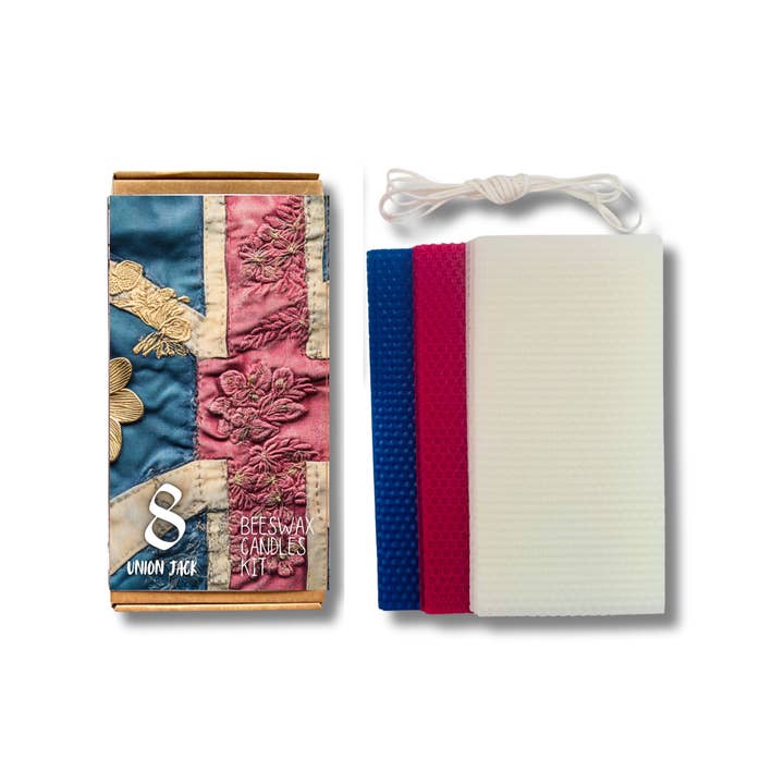 Kit per realizzare le tue candele in cera d'api con bandiera Union Jack da 4" (10 cm) per la vendita all'ingrosso da parte di Phoenix Candle Company