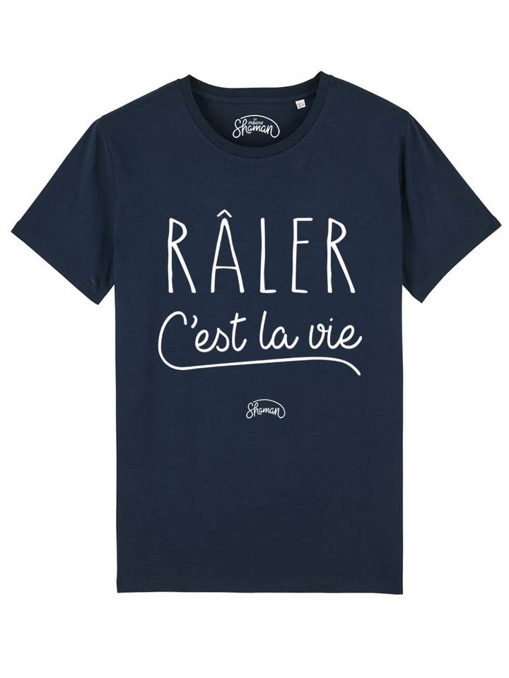 MEN'S NAVY T-SHIRT COMPLAINING IS LIFE for wholesale by Le Roi du T-shirt