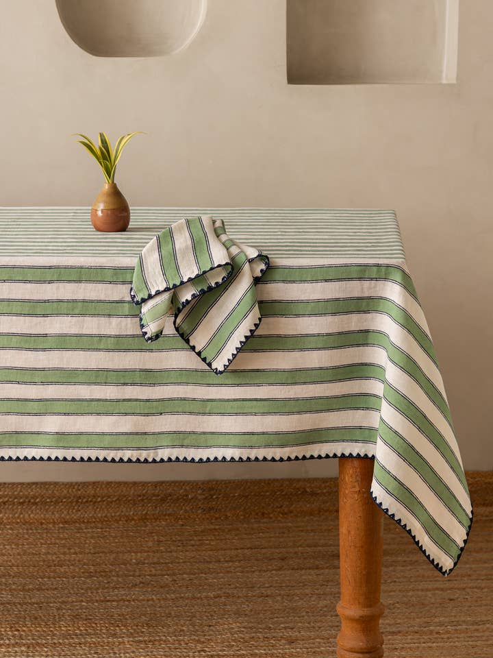 Nappe à rayures en lin héritage pour la vente par Live Linen