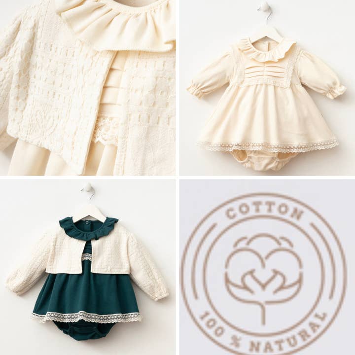 Victorian-Inspired Baby Girl Romper Set – 6-9-12 Months for wholesale by Omnis Pura