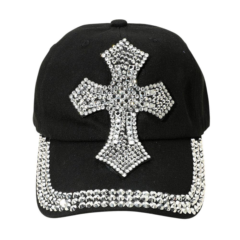 Sensibling Corp. - Wholesale Baseball Cap - Women's - Bling Studded Cross Glam Baseball Cap4