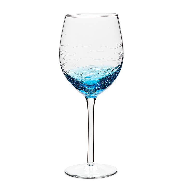 Abbott - Vente Verres à vin - Poisson Bleu/Transparent Verre Taillé0