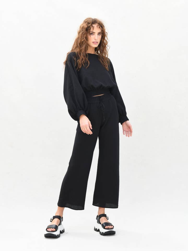 Ryan Top & Pant : Black Burlap for wholesale by JULIE HARRAH