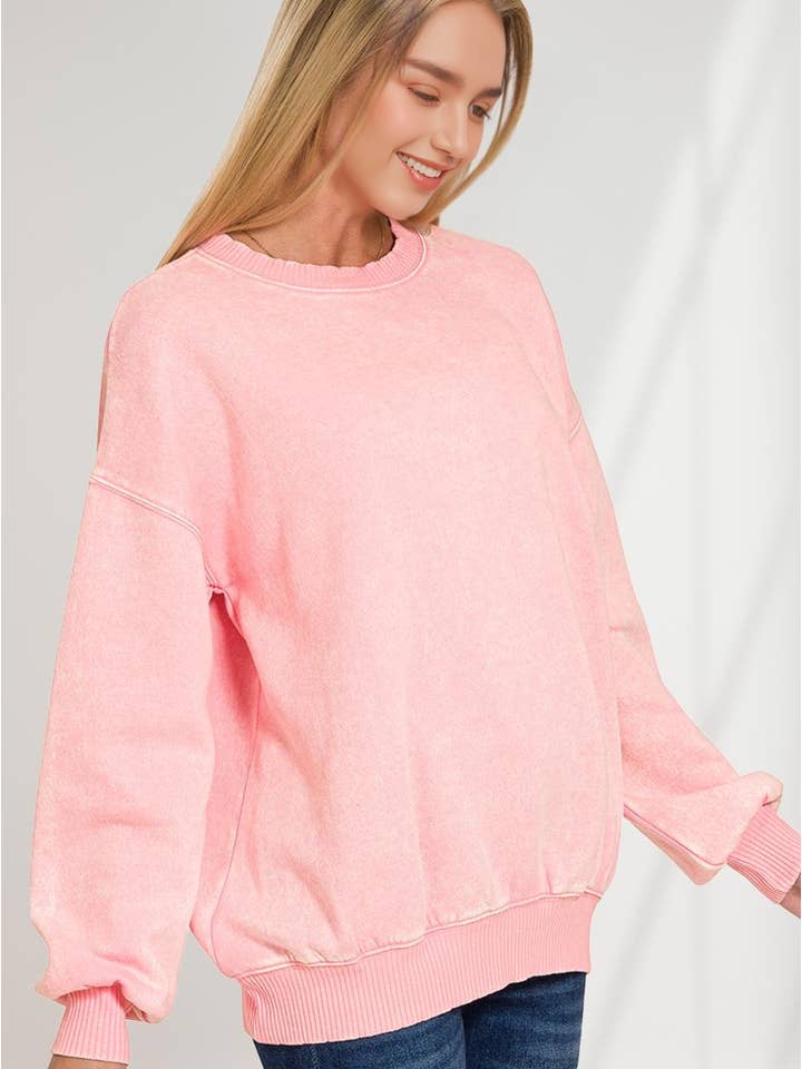 42POPS - Wholesale Sweatshirt - Women's - ',,,..Acid Wash Fleece Oversized Pullover83