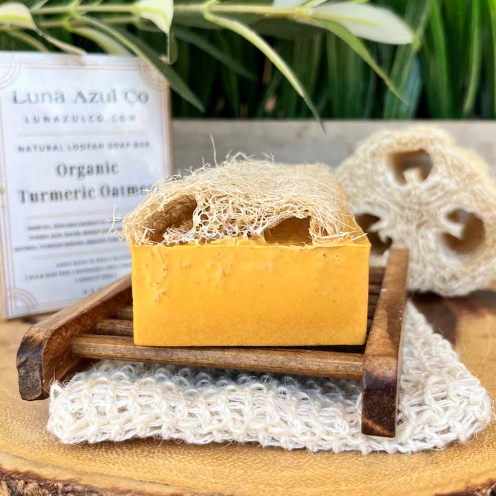 Luna Azul Co - Wholesale Bar Soap - Turmeric Oatmeal Loofah Soap Bar3