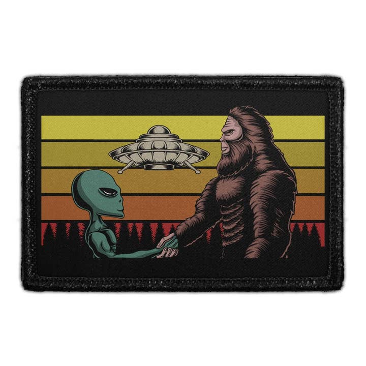 Alien & Bigfoot Shaking Hands - Removable Patch for wholesale by Pull Patch