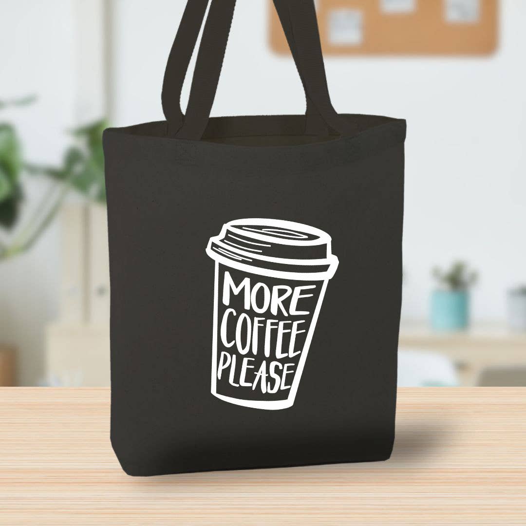 Anna B. Shop - Vente Tote bag – unisexe - Sac fourre-tout en toile More Coffee Please, personnalisé0
