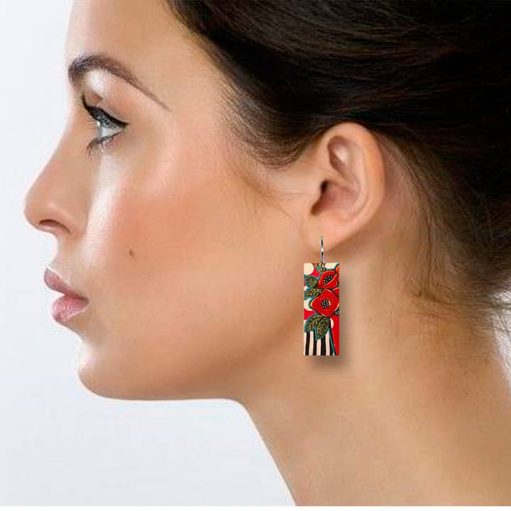 Boucle d'oreille rectangulaire moyenne Cleo Stripe - ER182 pour la vente par ARTISTA