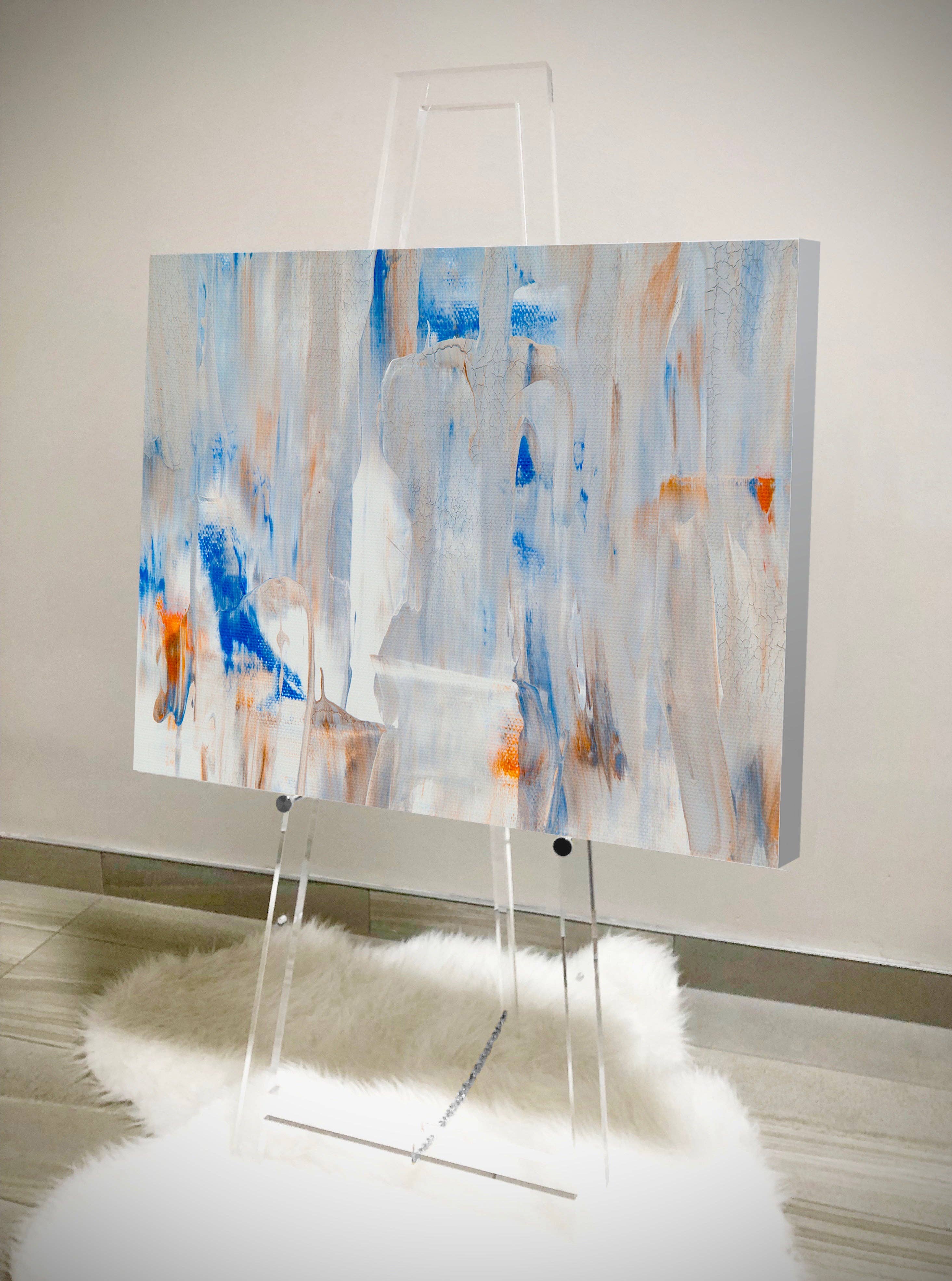 DesignStyles Home – Cavalete por atacado – Suporte Cavalete em Acrílico Estiloso com Botões Prateados para Obras de Arte, Quadro Negro e Mais1