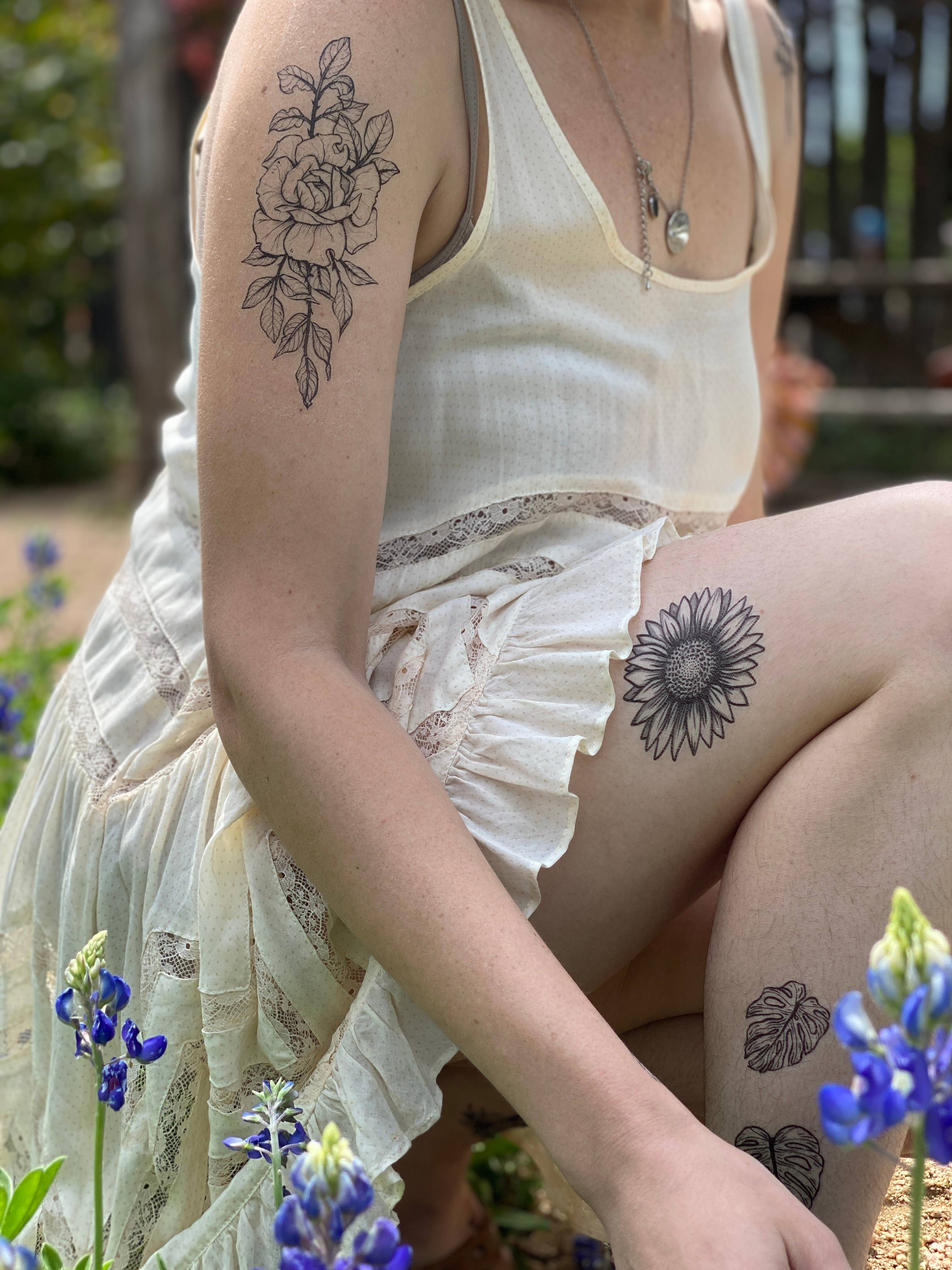 NatureTats - Wholesale Temporary Tattoo - Rose Blossom Temporary Tattoo3