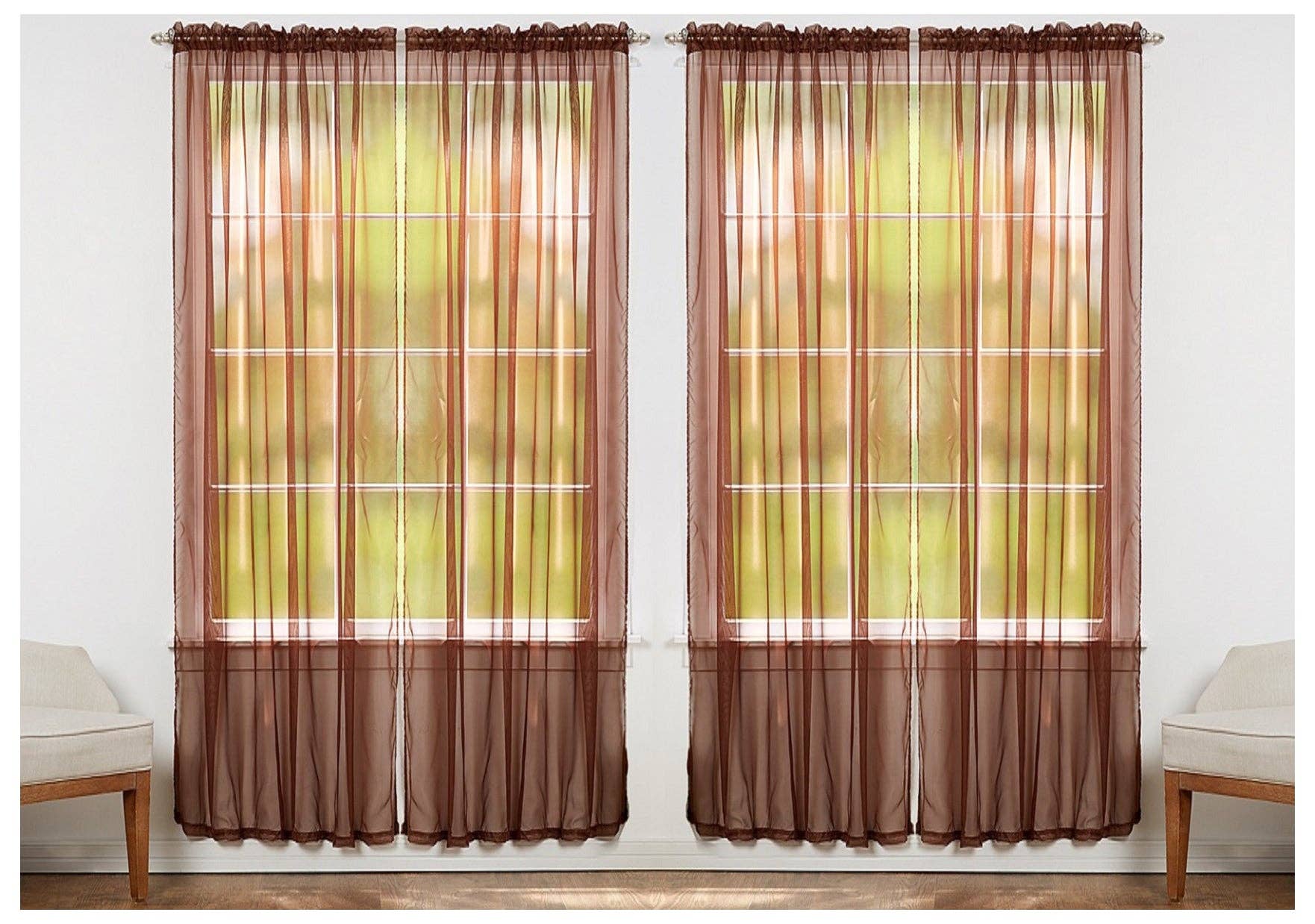 J&V TEXTILES - Vente Rideaux - J&V TEXTILES Lot de 4 panneaux de rideaux de fenêtre transparents1