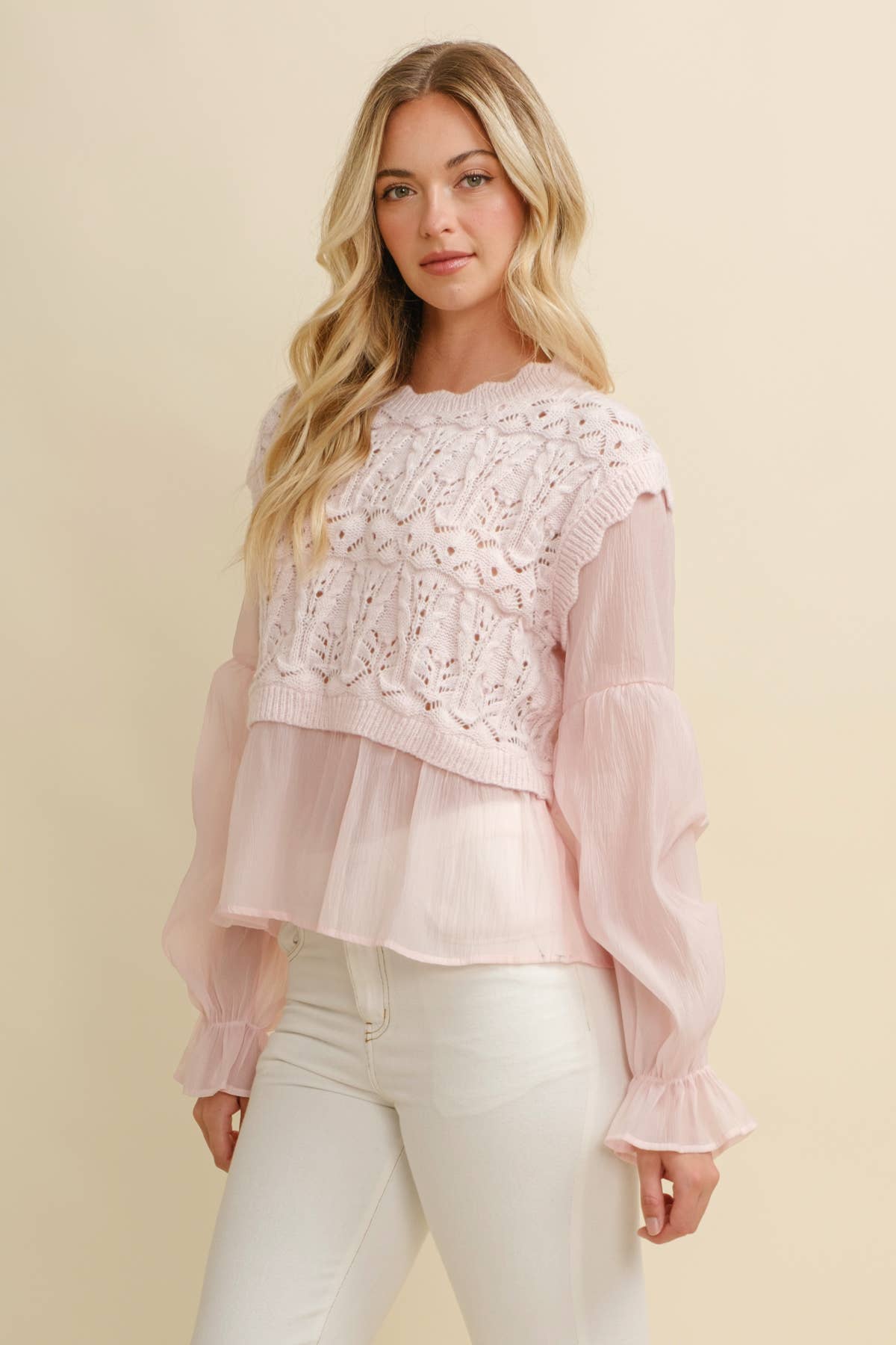 Cloud Ten - Wholesale Knit Top - Women's - CSW11746A - CROCHET LAYERED TOP8