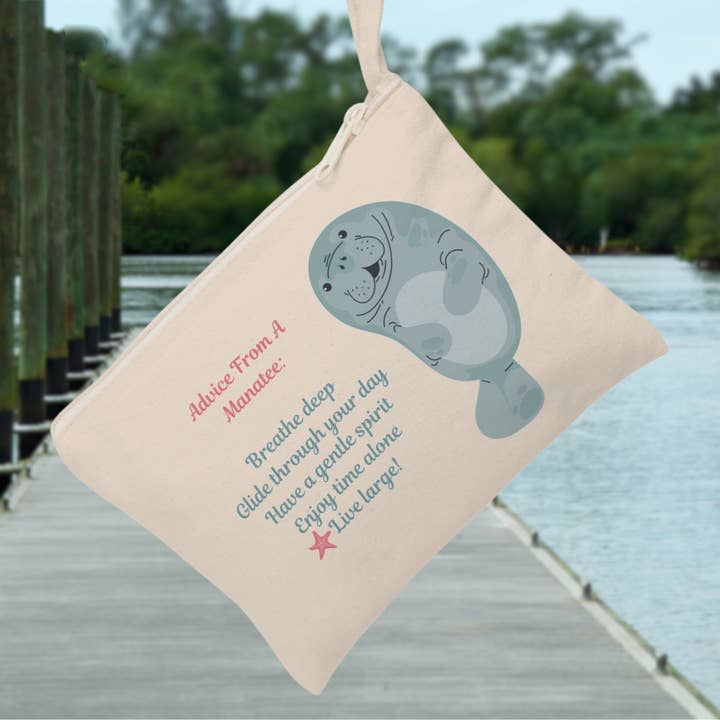 Pochette zippée - Conseils d'un lamantin pour la vente par Random Acts of Art