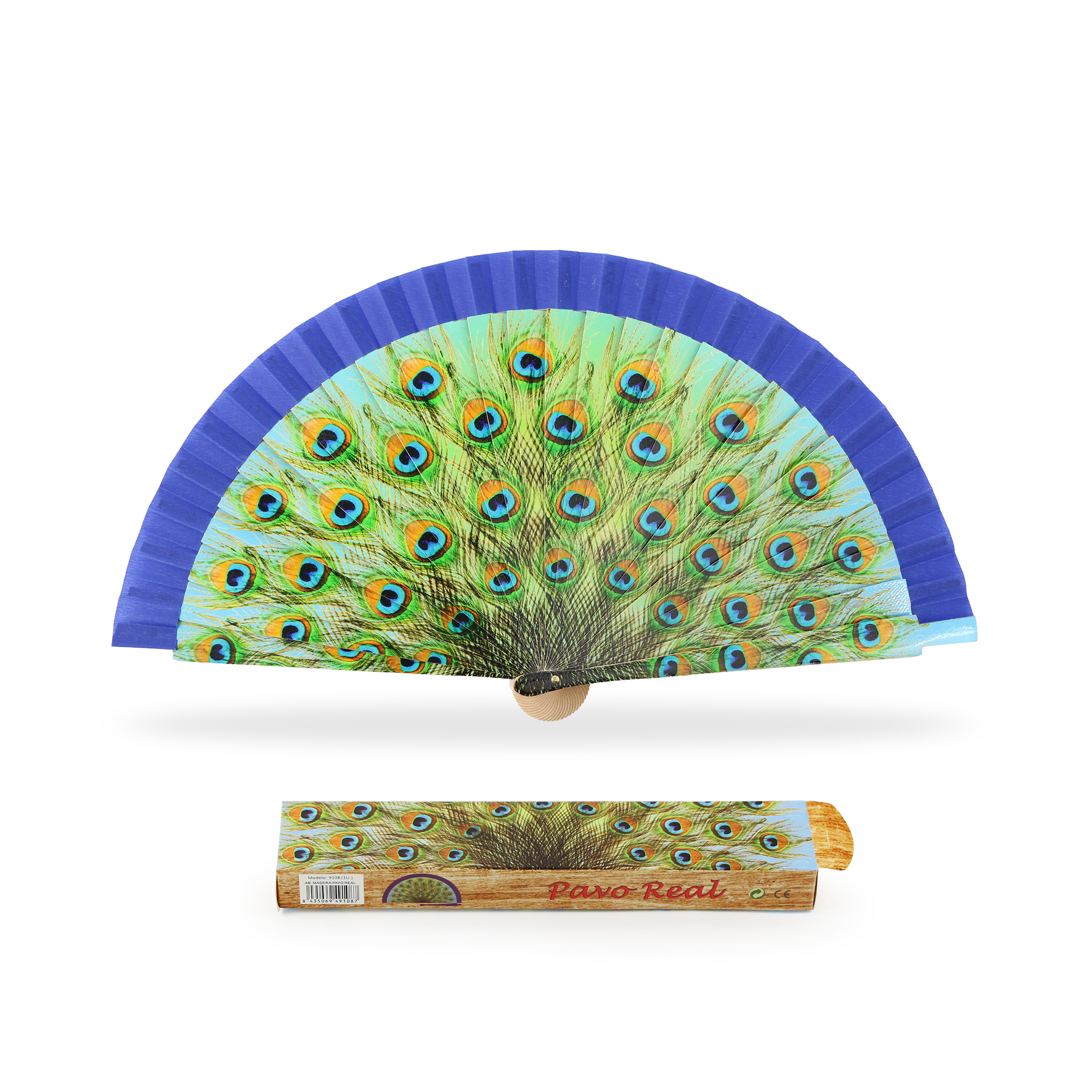 Cuatrogotas - Wholesale Party/Paper Folding Fan - Peacock Wooden Fan. Ref-A91082
