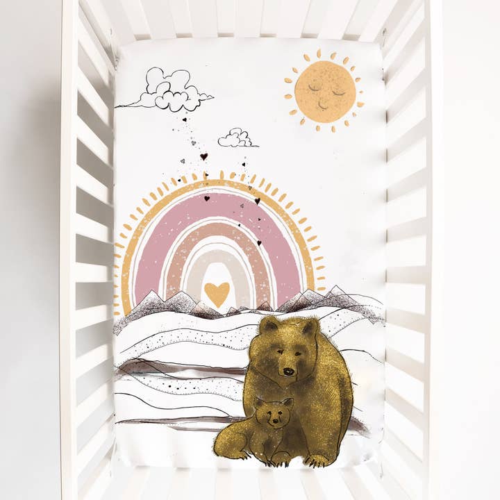 Wildkin - Wholesale Cot/Crib Sheets - Fitted Mini Crib Sheet - Rainbow Bears2