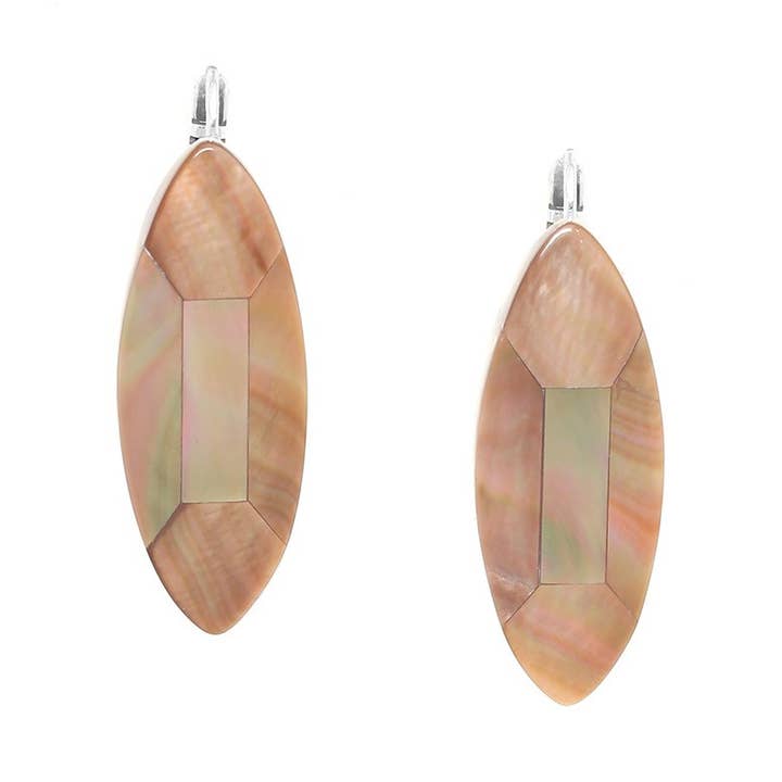 SKALA brown faceted mother-of-pearl sleeper earrings for wholesale by Nature Bijoux