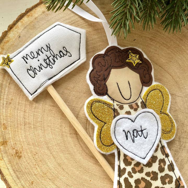 Girl Friday Embroidery – wholesale Ornament – Leopard print christmas fairy decoration2
