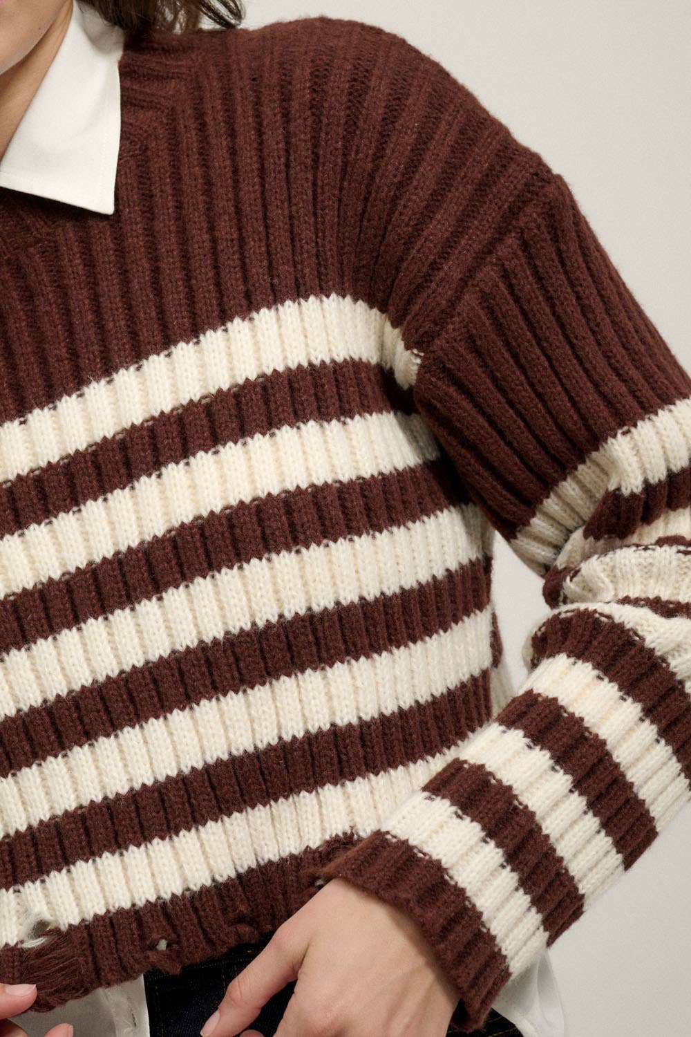 Promesa USA - Vendita all'ingrosso Maglione tricot - Donna - Top in maglia a costine con scollo rotondo a righe7