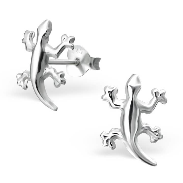 Stud earring lizard blank 925 silver for wholesale by Janusch