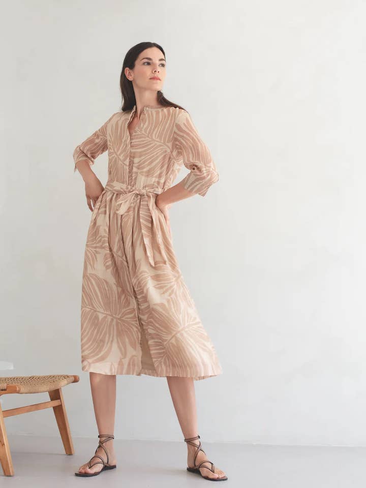 Printed Round Neck Long Dress for wholesale by Spoon