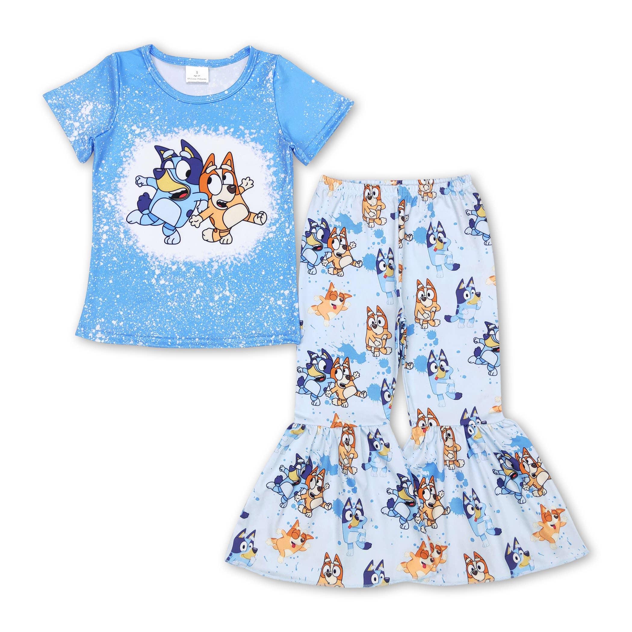 Yawoo Garments - Wholesale Top & Pant Set - Kids - Short sleeves blue dog baby kids clothing0