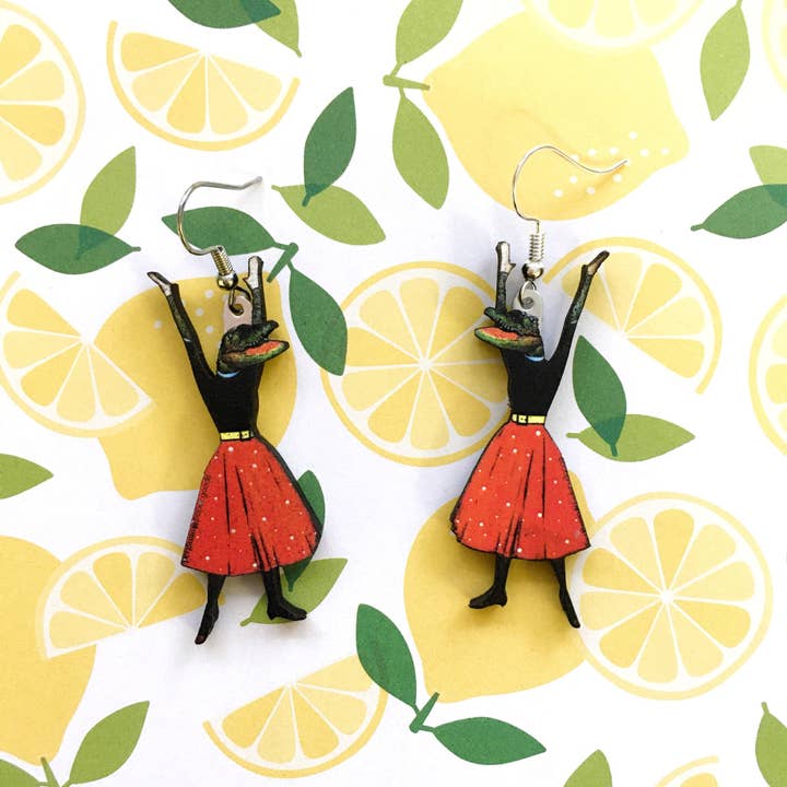 Alligator-Damenohrringe - Lasergeschnittenes Holz, Vintage-Stil für den Großhandel von Pergamo Paper Goods