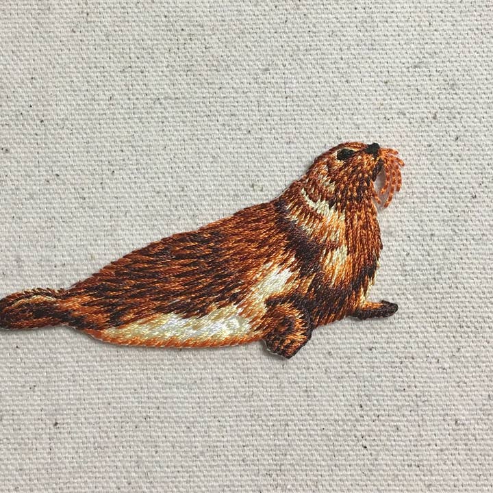 Natural Seal - Brown - Iron on Applique - Embroidered Patch - 158471-A for wholesale by Wholesale Applique