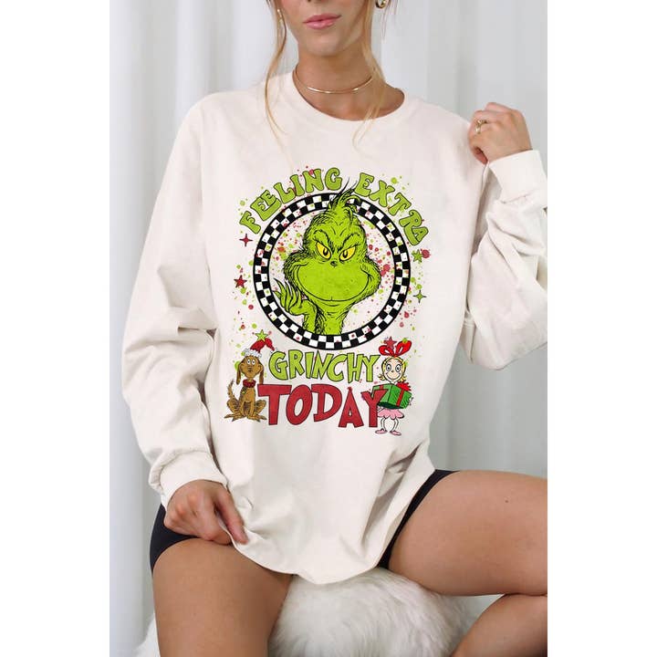 COLORBEAR - Wholesale Graphic Sweatshirt - Women's - FEELING EXTRA GRICHY TODAY,CHRISTMAS,GRINCHMAS UNISEX RIB