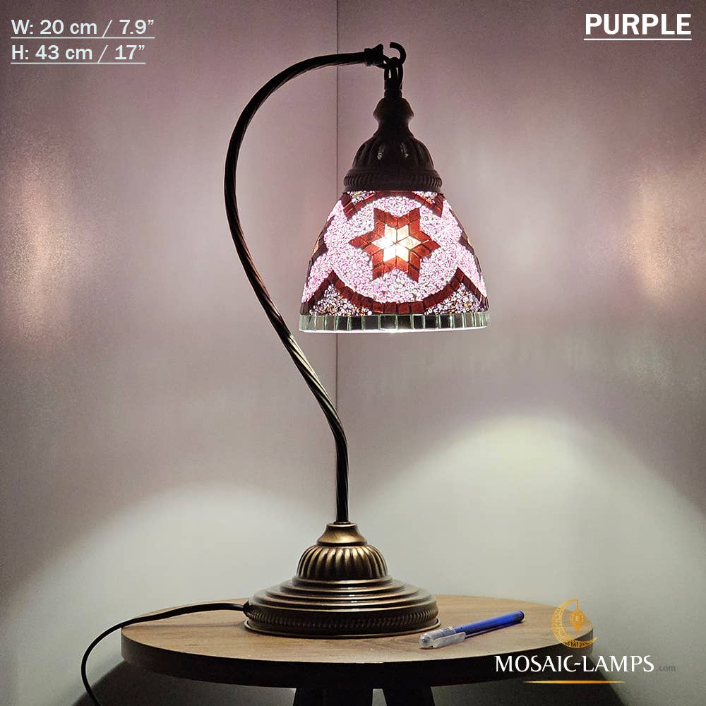 Mosaic Lamps - Wholesale Accent/Desk Lamp - 10+ Colors - Swan Neck Reading Table Lamp, Turkish Mosaic Re12